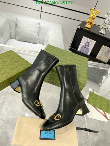 Gucci Women's Black Leather Ankle Boots with Gold Hardware, Size EU35-41