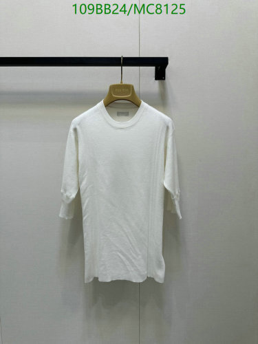 Miu Miu Women's Cotton Top - Elbow Sleeve, Crew Neck - White