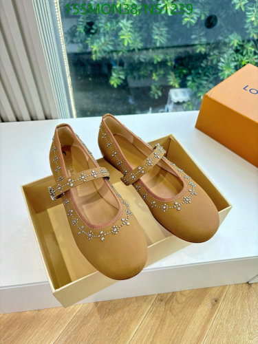 Louis Vuitton Women's Leather Ballet Flats with Rhinestone Embellishments