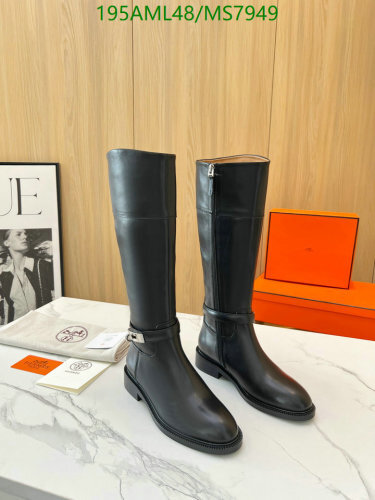Hermès Women's Black Leather Knee-High Boots MS7949 - EU Size 35-41