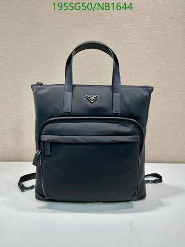 Prada Men's Black Canvas and Leather Backpack 2VG098 - 38*42*10cm
