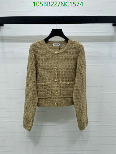 Miu Miu Women's Wool Knit Cardigan with Gold Button and Pocket Detail