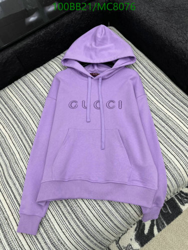 Gucci Women's Lilac Cotton Hoodie with Embroidered Logo - Stylish & Comfortable