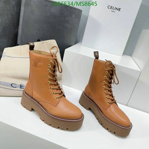 Celine Women's Tan Leather Lace-Up Ankle Boots with Lug Sole - EU 35-40
