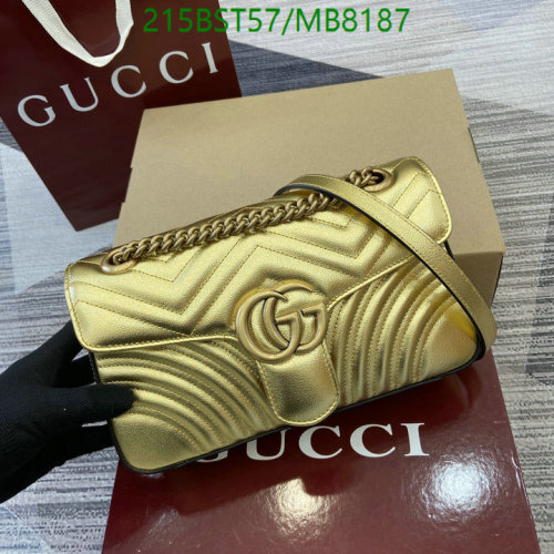 Gucci GG Marmont Shoulder Bag in Gold Leather, Model 476433, 446744, 443497