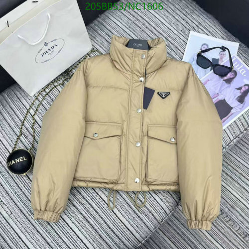 Prada Women's Beige White Goose Down Padded Cropped Jacket - Size S-L