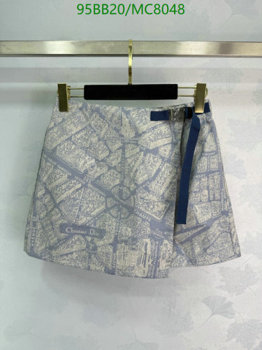 Dior Map Print Mini Skirt with Belt, Polyester, Women's Clothing, Size S-L