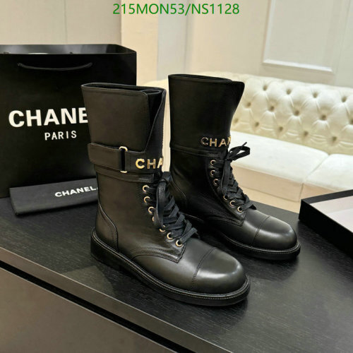 Chanel Black Leather Combat Boots for Women, Lace-Up Ankle Boots, Size EU35-41