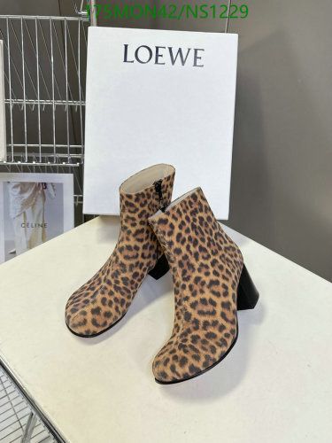 Loewe Leopard Print Leather Ankle Boots, Women Shoes, Heel Height 6cm, EU35-40