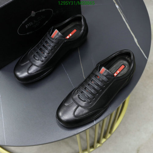 Prada Men's Black Leather Lace-Up Sneakers, Classic Low-Top Design