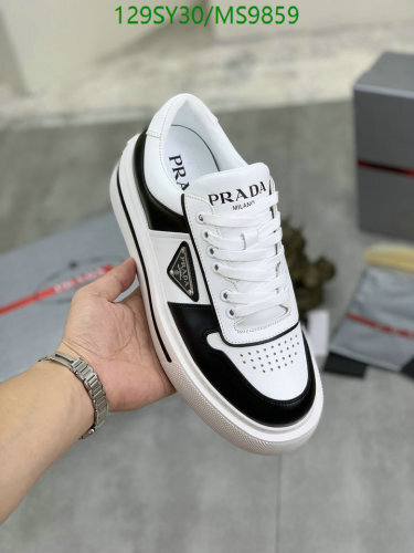 Prada Men's Leather Sneakers - Black and White Casual Shoes, Size EU38-45
