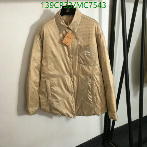 Miu Miu Women's Quilted Down Jacket, Long Sleeve, Lightweight, Sizes S-L