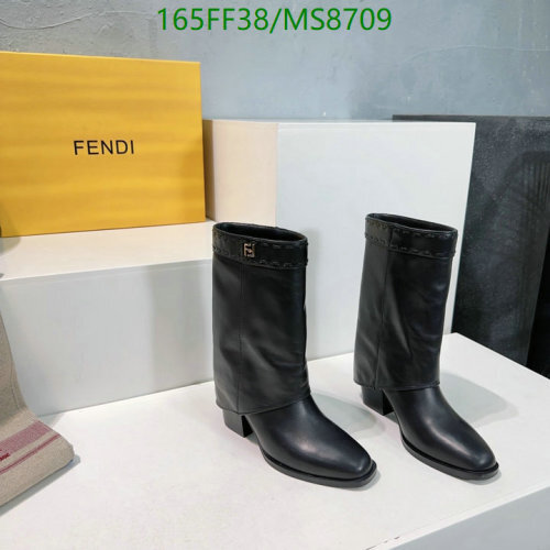 Fendi Women's Black Leather Boots, Size EU35-40, 7cm Heel Height 4 Fendi Women's Cowhide Leather Heeled Boots, EU Size 35-40, 7cm Heel Height