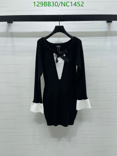Chanel Wool Dress with Bow Accent - Elegant Black Knit Dress (Sizes S-L)