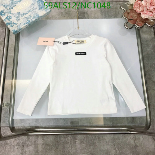 Miu Miu Kids White Long Sleeve T-Shirt With Logo, Sizes 100-150