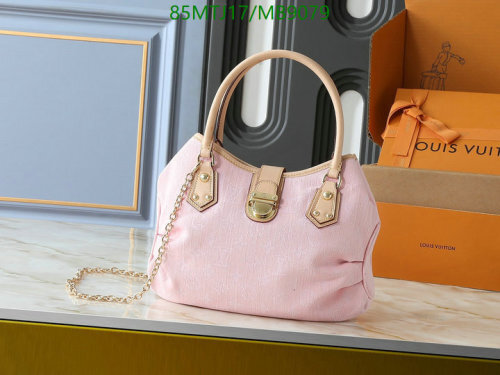 Louis Vuitton Pink Denim Leather Trimmed Bag, 26 x 19 x 13cm