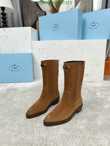 Prada Women's Brown Suede Ankle Cowboy Boots, EU35-41, Cowhide and Lambskin