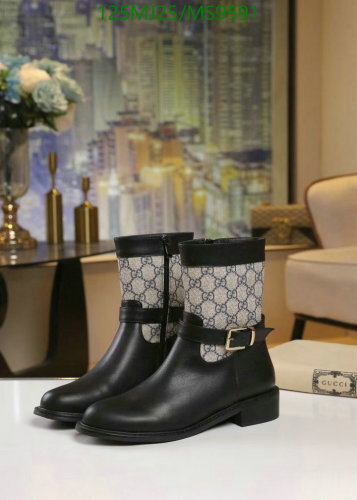 Gucci Women's Black Leather Ankle Boots with Iconic GG Canvas Detail