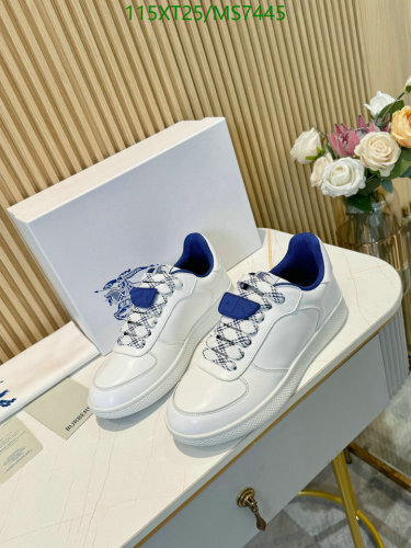 Burberry Men's White Leather Sneakers with Blue Accents, Size EU39-45