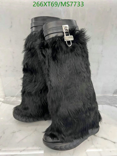 Fur Boots for Women Cowhide Leather Warm Winter Shoes, Black, EU35-EU42