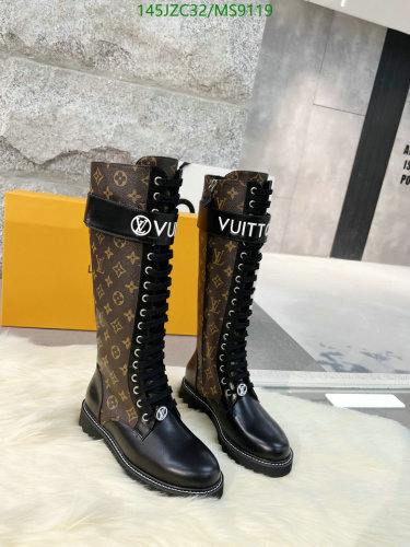 Louis Vuitton Women's High Boots in Monogram Canvas and Leather, Lace-Up Design