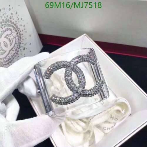 Chanel Women's Crystal CC Logo Lucite Bangle Bracelet, Clear, MJ7518