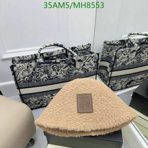 Loewe Women's Beige Shearling Bucket Hat with Leather Logo Patch, MH8553 4 Loewe Women's Beige Shearling Bucket Hat with Leather Logo Patch, MH8553