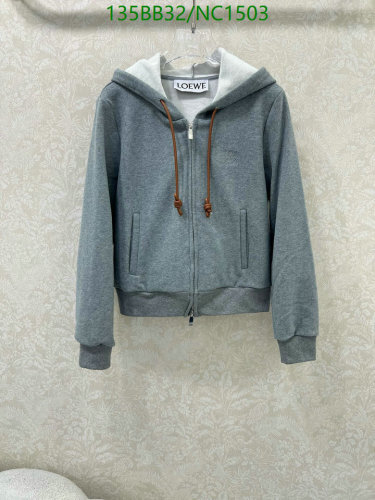 Loewe Cotton Zip-Up Hoodie for Men, Casual Gray Sweatshirt, Sizes S-L