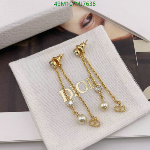 Dior Chain Drop Earrings with Pearls and Crystals - Gold Finish 4 Dior Chain Drop Earrings with Pearls and Crystals - Gold Finish