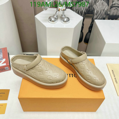 Louis Vuitton Women's Beige Leather Clogs with Embossed Monogram, EU35-41