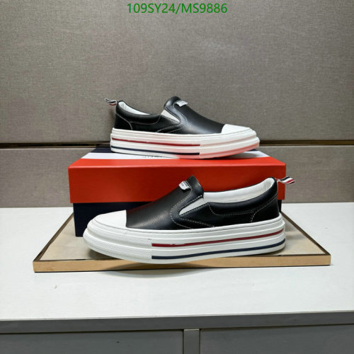 Thom Browne Men's Black Sheepskin Leather Slip-On Sneakers, EU38-45