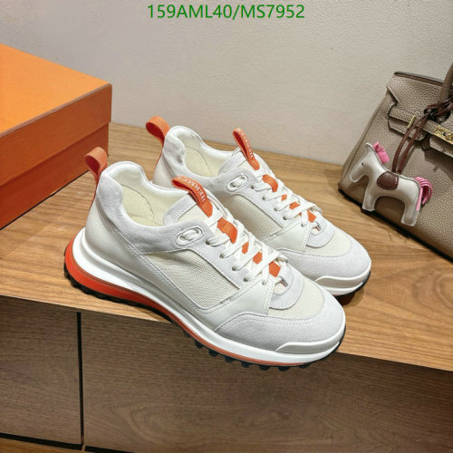 Hermès Men's White Cowhide Leather Lace-Up Sneakers - MS7952