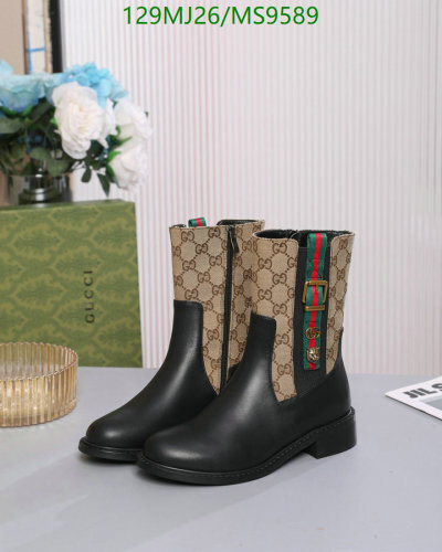 Gucci Women's Boots MS9589 Cowhide Leather, Ankle Height and Block Heel