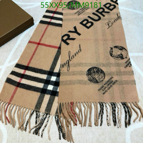 Burberry Cashmere Scarf Classic Check Pattern with Globe Print 30-168cm
