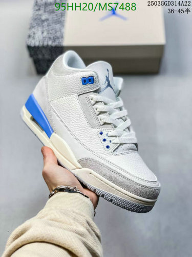Air Jordan 3 Retro Women's Basketball Shoes - White/Blue (MS7488)