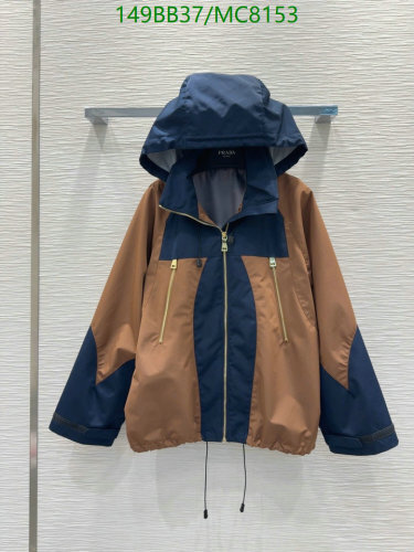 Prada Color Block Hooded Jacket - Polyester, Casual Outerwear, Sizes S-M-L