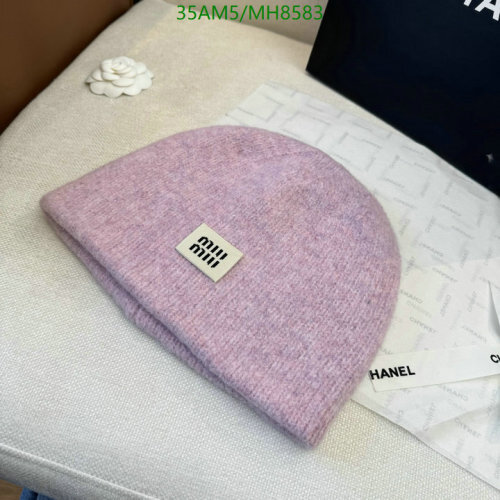 Miu Miu Women's Knit Hat Wool Blend Pink MH8583 Beanie Cap