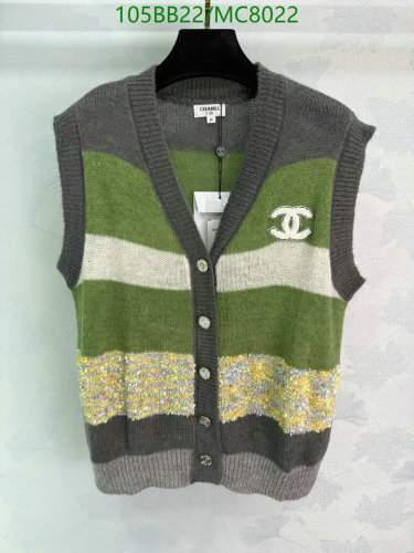 Chanel Striped Wool Vest - Sleeveless Knitwear with CC Logo - Women's Apparel
