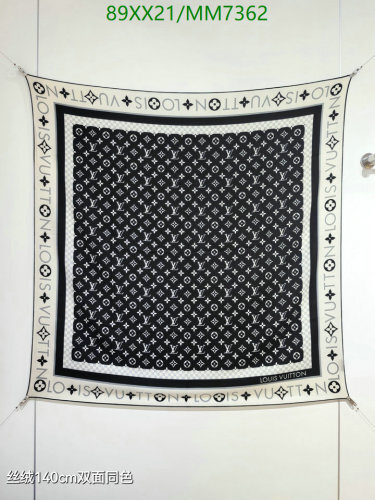 Louis Vuitton Monogram Silk & Cashmere Scarf 140cm - Black and White