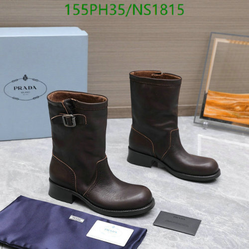 Prada Women's Brown Leather Ankle Boots with Buckle Detail - Size EU35-41