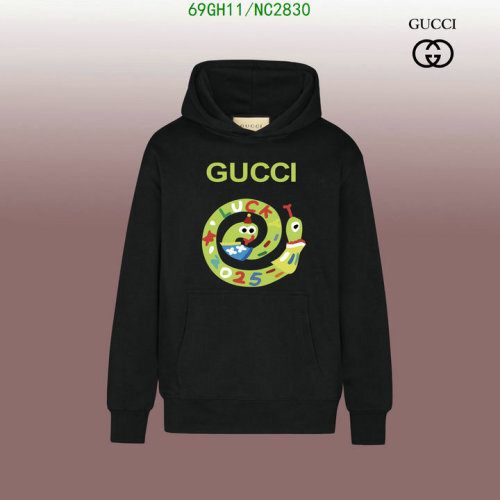 Gucci Kids' Black Cotton Hoodie with Lucky Number Snake Graphic