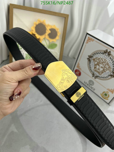 Versace Belt in Black Cowhide Leather with Medusa Buckle, 3.8cm Width