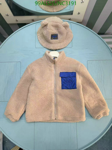 Fendi Kids Beige Fleece Jacket & Hat Set - Cozy & Stylish Outfit