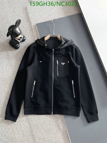 Prada Black Zip-Up Hoodie, Modern Fit, Sizes M-3XL Available