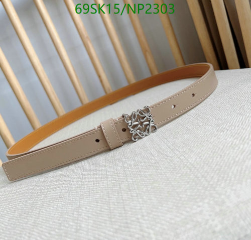 Loewe Beige Cowhide Belt with Anagram Buckle, Width 2.0cm (95-120cm)