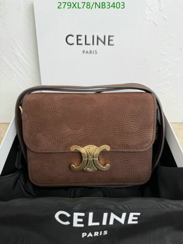 Celine Triomphe Bag in Calfskin, Elegant Brown Shoulder Bag for Women