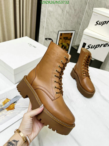 Celine Women's Leather Lace-Up Ankle Boots, Camel Color, EU Size 35-41