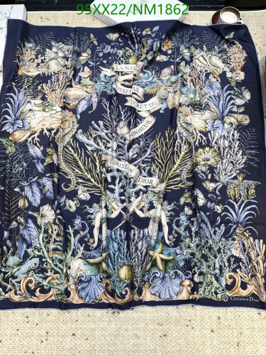 Christian Dior Navy Blue Cashmere Silk Blend Scarf 140x140cm