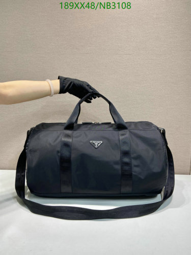 Prada Travel Bag 2VC015A - Black Nylon Duffel Bag, 49cm x 29cm x 26cm