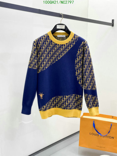 Dior Oblique Motif Wool Sweater - Blue and Gold - Sizes M to 3XL 5 Dior Oblique Motif Wool Sweater - Blue and Gold - Sizes M to 3XL